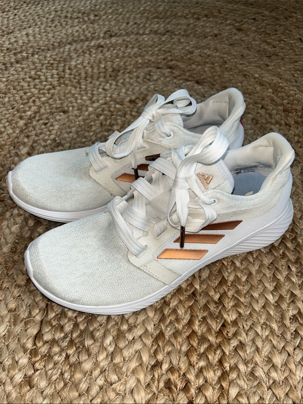 Adidas Edge Lux 3 Women’s White Sneakers with Rose Gold Stripes